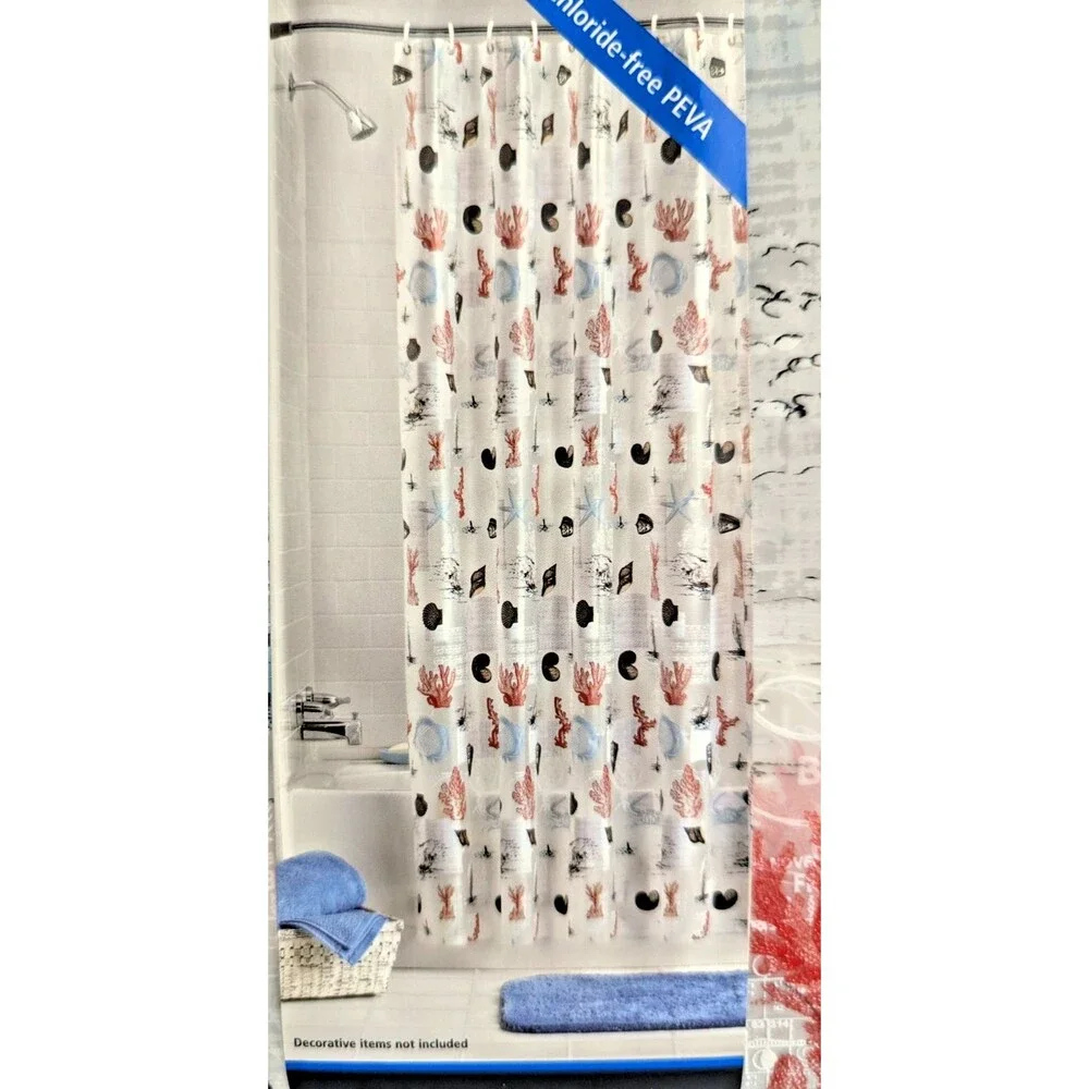 Voyagers Seafaring Vinyl Shower Curtain Chloride-free PEVA 70